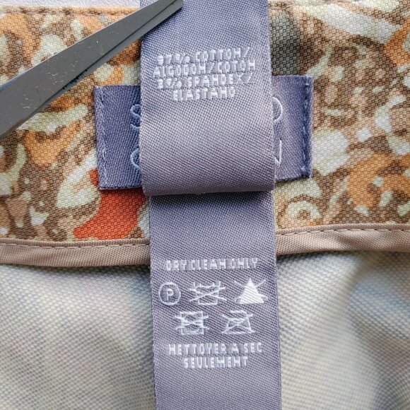 Sigrid Olsen Orange Yellow Brown Japanese Floral motif print dress pants Size 8 - Picture 5 of 12